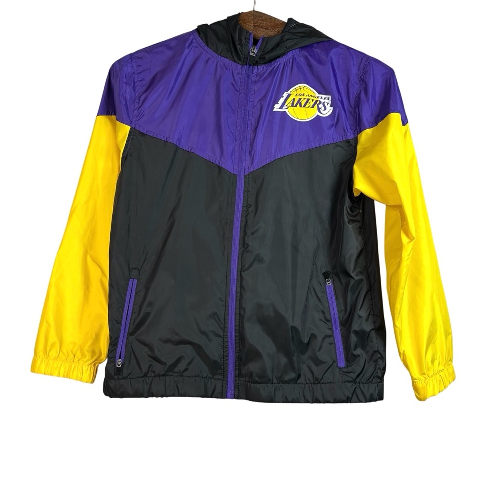 NBA Los Angeles Lakers Boys Colorblock Windbreaker Size M (10-12) Outdoor